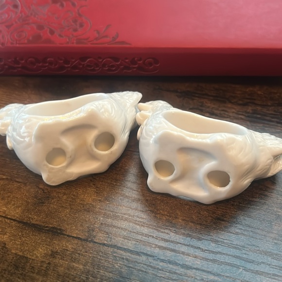 White Ceramic Chicken Napkin Rings vintage - Picture 2 of 4